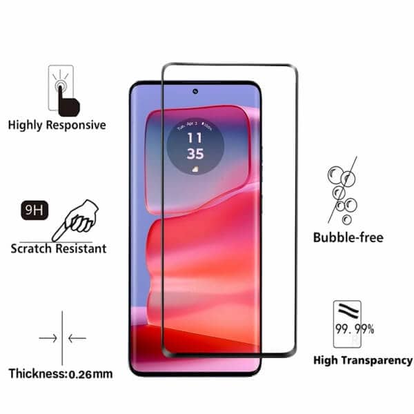 For Motorola Moto Edge 50 pro & Moto Edge 50 Fusion Full Cover Screen Protector Anti Scratch Tempered Glass Film Guard (Black)
