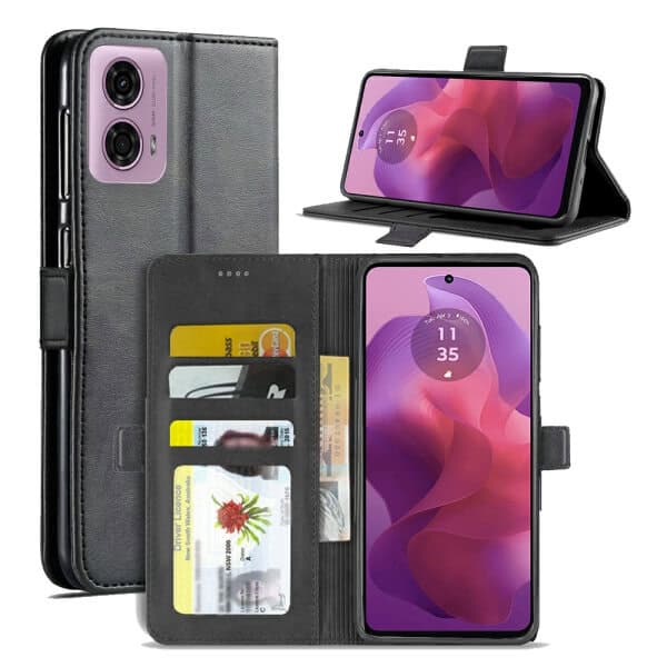 For Motorola Moto G04G24G34 SupRShield Wallet Leather Card Holder Flip Protective Shockproof Magnetic Case Cover