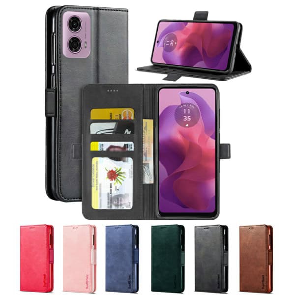 For Motorola Moto G04G24G34 SupRShield Wallet Leather Card Holder Flip Protective Shockproof Magnetic Case Cover