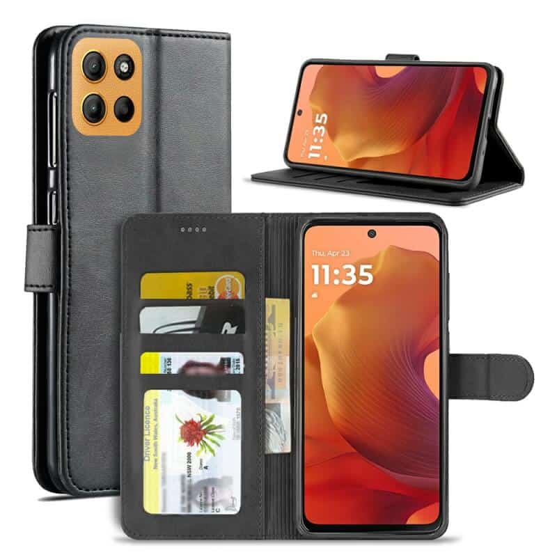 For Motorola Moto G15 4G SupRShield Wallet Leather Card Holder Flip Protective Shockproof Case Cover