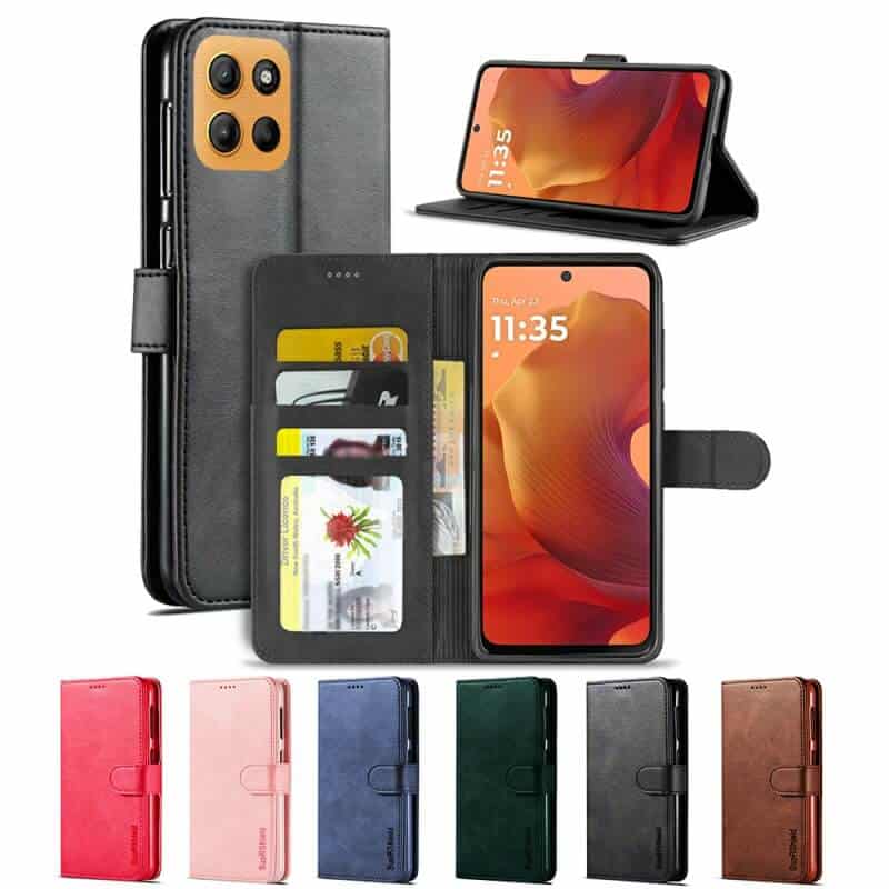 For Motorola Moto G15 4G SupRShield Wallet Leather Card Holder Flip Protective Shockproof Case Cover