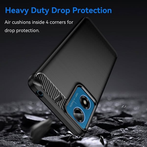 For Motorola Moto G24G04 SupRShield Case Shockproof Heavy Duty Rugged Anti Knock Back Cover (Black)