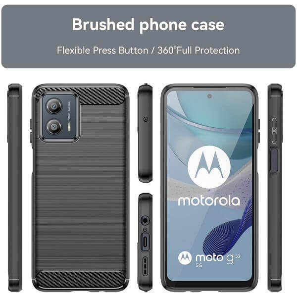 For Motorola Moto G53 5G Case Shockproof Heavy Duty Rugged Anti Knock Back Cover (Black)