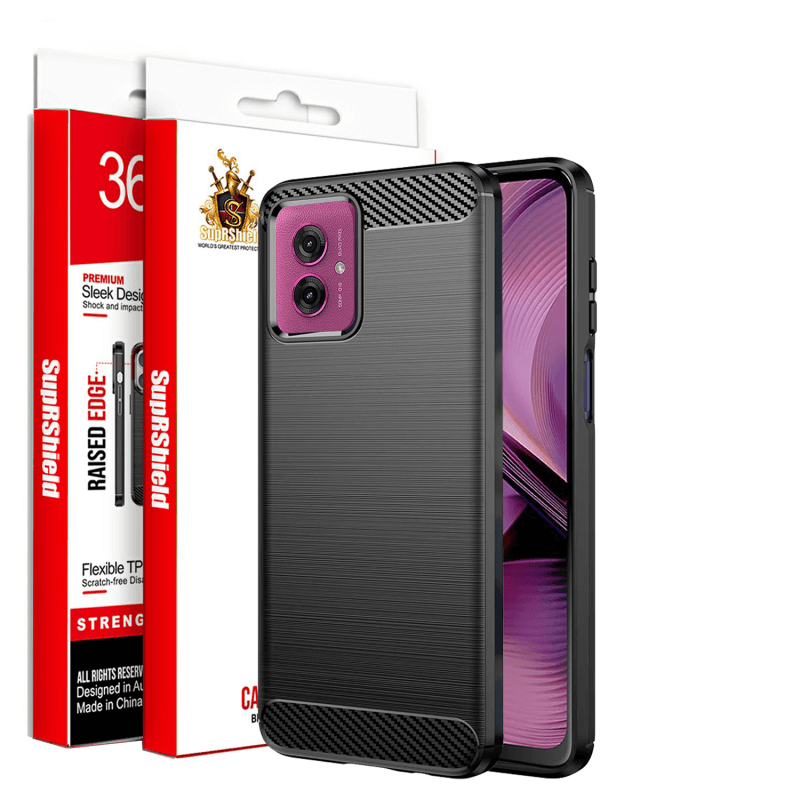 For Motorola Moto G55 5G SupRShield Case Shockproof Heavy Duty Rugged Anti Knock Back Cover (Black)