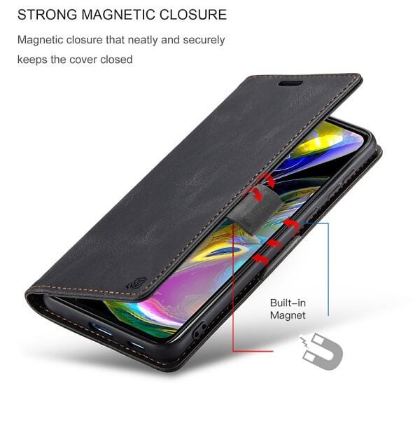 For Motorola Moto G82 5G Case RFID Blocking Retro Flip Premium Leather Card Holder Wallet Cover – (Black)