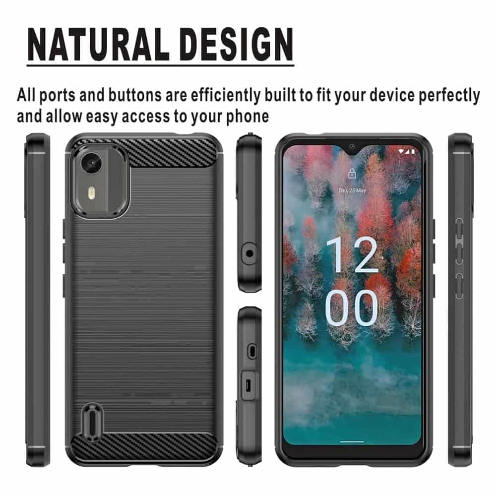 For Nokia C12 SupRShield Case Shockproof Heavy Duty Rugged Anti Knock Back Cover (Black) (4)