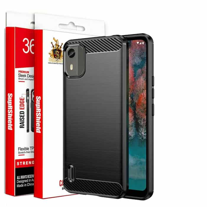 For Nokia C12 SupRShield Case Shockproof Heavy Duty Rugged Anti Knock Back Cover (Black) (4)