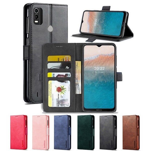 For Nokia C21 Plus SupRShield Wallet Leather Card Holder Flip Protective Shockproof Magnetic Case Cover