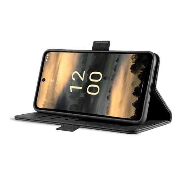 For Nokia XR21 SupRShield Wallet Leather Card Holder Flip Protective Shockproof Case Cover (Black)