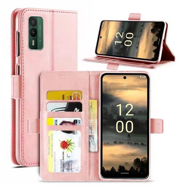 For Nokia XR21 SupRShield Wallet Leather Card Holder Flip Protective Shockproof Case Cover (Rose Gold)