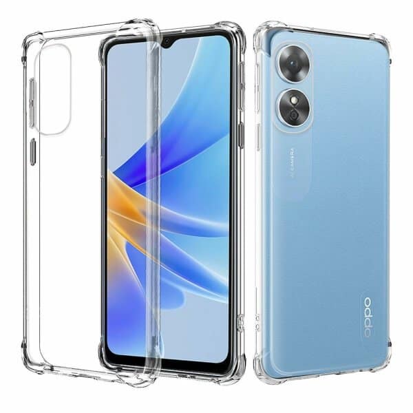 For Oppo A17 Case Clear Heavy Duty Shockproof Tough Gel Clear Transparent Air Cushion Cover (Transparent)