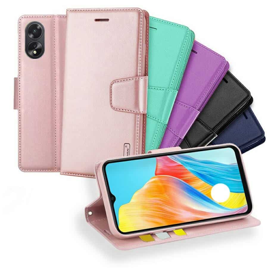 For Oppo A18 A38 4G Hanman Wallet Case Flip Leather Card Slots Magnetic Stand Cover
