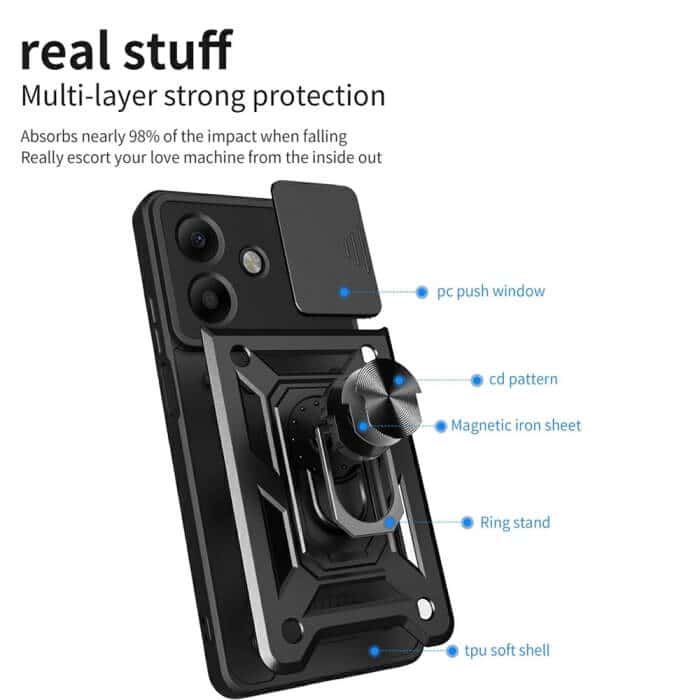 For Oppo A40 4G /Oppo A60 5G Anti Scratch Rugged Magnetic Car Mount Ring Shockproof Heavy Duty Cover