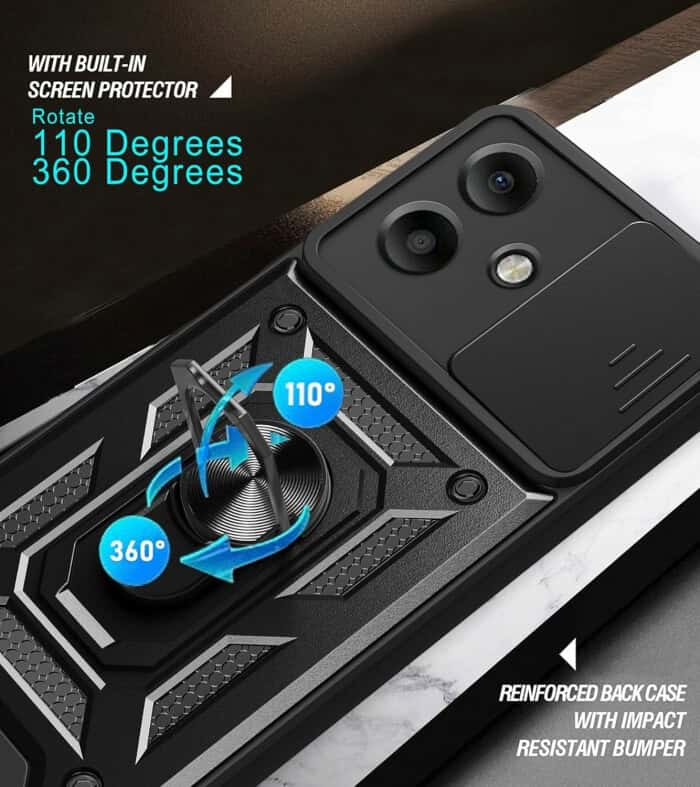 For Oppo A40 4G /Oppo A60 5G Anti Scratch Rugged Magnetic Car Mount Ring Shockproof Heavy Duty Cover
