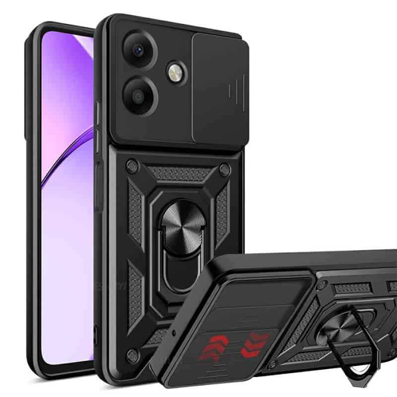 For Oppo A40 4G /Oppo A60 5G Anti Scratch Rugged Magnetic Car Mount Ring Shockproof Heavy Duty Cover