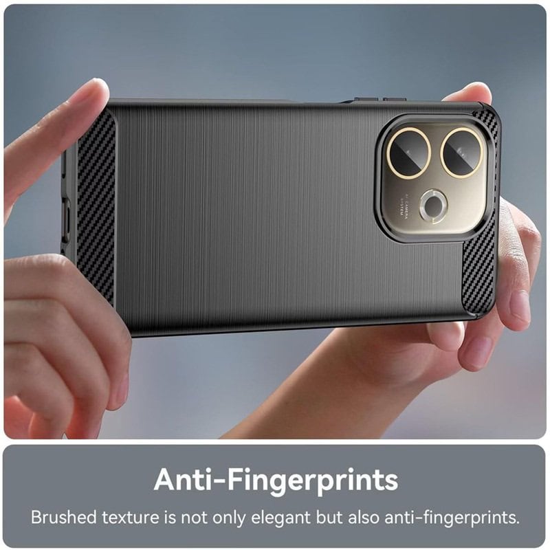 Carbon Fiber Style Cover For OPPO A5 2020 – Matte Black TPU Soft Shockproof Case
