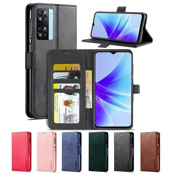 For Oppo A57S Wallet Case Flip Leather Card Slots Magnetic Stand Cover