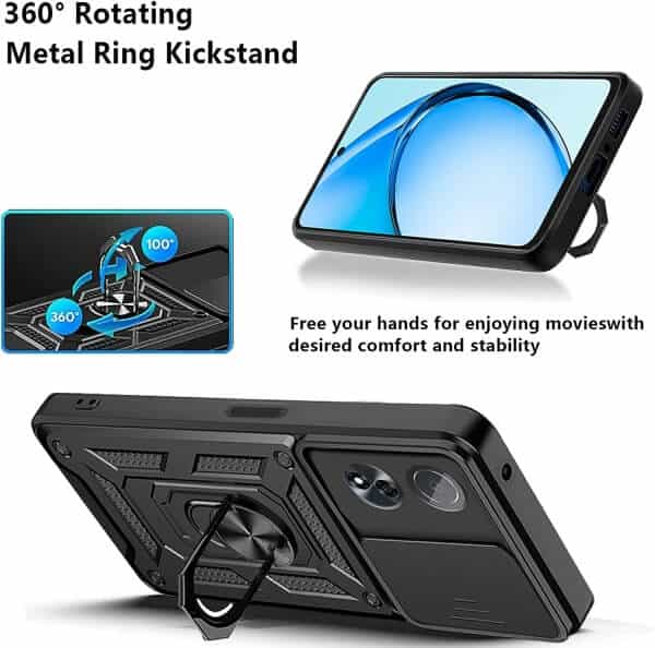 For Oppo A60 4G Anti Scratch Rugged Magnetic Car Mount Ring Shockproof Heavy Duty Cover (Black)