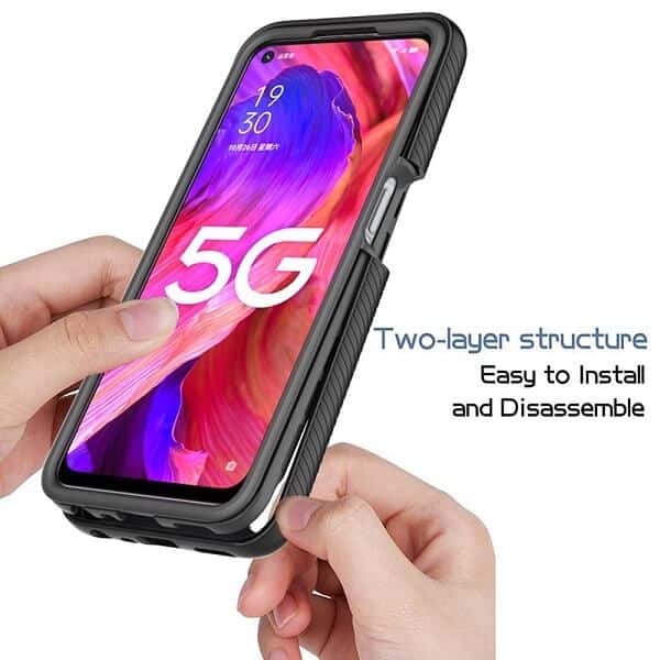For Oppo A74 5G Military Grade Shockproof Clear Heavy Duty Case Bumper Drop Protection Tough Cover (Black)