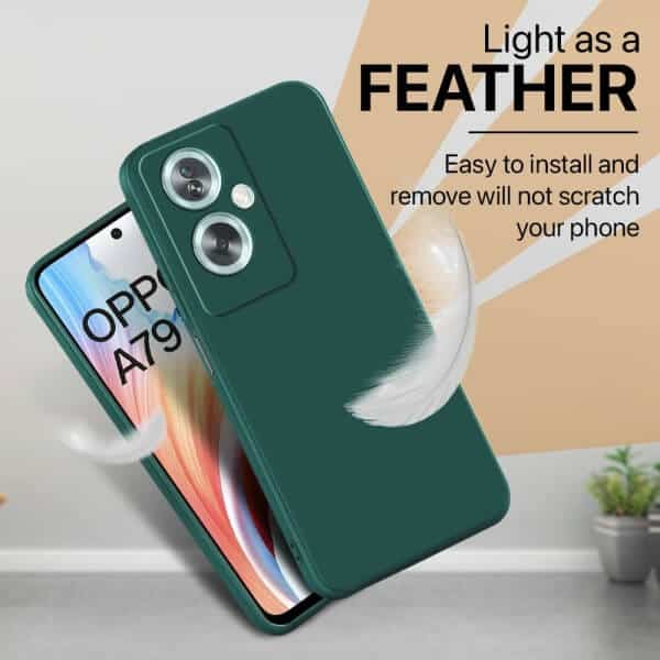 For Oppo A79 5G Liquid Silicone Silky Soft Touch Full Protective Anti Scratch Cover with Microfiber Lining Back Case