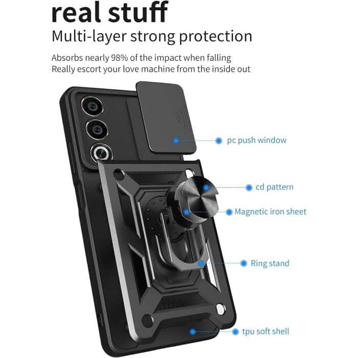 For Oppo A80 5G Anti Scratch Rugged Magnetic Car Mount Ring Shockproof Heavy Duty Cover