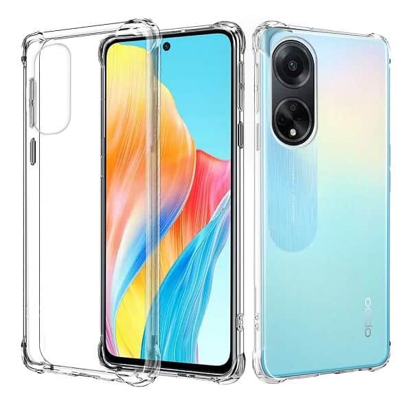 For Oppo A98 5G Case Clear Heavy Duty Shockproof Tough Gel Clear Transparent Air Cushion Cover (Transparent)