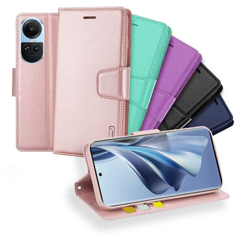For Oppo Reno 10 5G Hanman Wallet Case Flip Leather Card Slots Magnetic Stand Cover