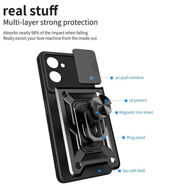 For Oppo Reno11 F 5G Anti Scratch Rugged Magnetic Car Mount Ring Shockproof Heavy Duty Cover