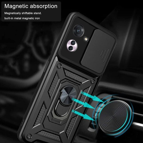 For Oppo Reno11 F 5G Anti Scratch Rugged Magnetic Car Mount Ring Shockproof Heavy Duty Cover