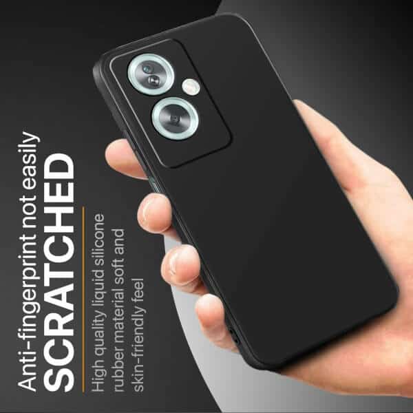 For Oppo Reno11 F, Reno10 5G Liquid Silicone Silky Soft Touch Full Protective Anti Scratch Cover with Microfiber Lining Back Case