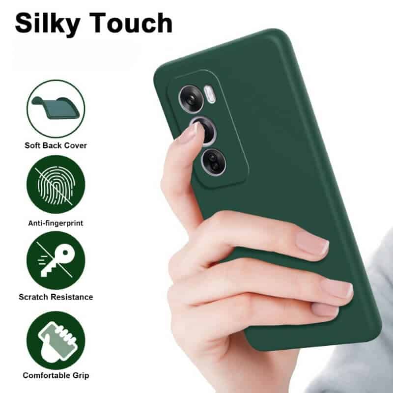 For Oppo Reno12 & Reno12 Pro 5G Liquid Silicone Silky Soft Touch Full Protective Anti Scratch Cover with Microfiber Lining Back Case