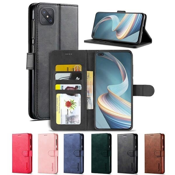 For Oppo Reno4 Z 5G Wallet Case Flip Leather Card Slots Pocket Magnetic Stand Cover