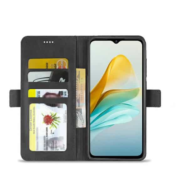 For Optus X Delight 2 SupRShield Wallet Leather Card Holder Flip Protective Shockproof Case Cover (Black)