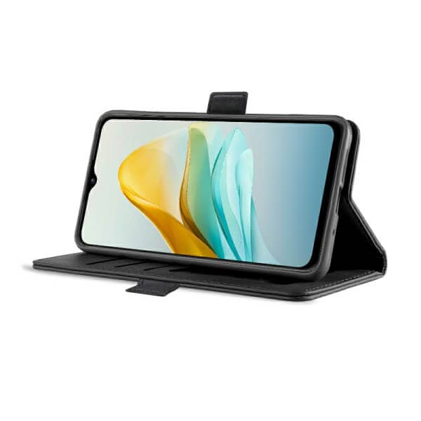 For Optus X Delight 2 SupRShield Wallet Leather Card Holder Flip Protective Shockproof Case Cover (Black)