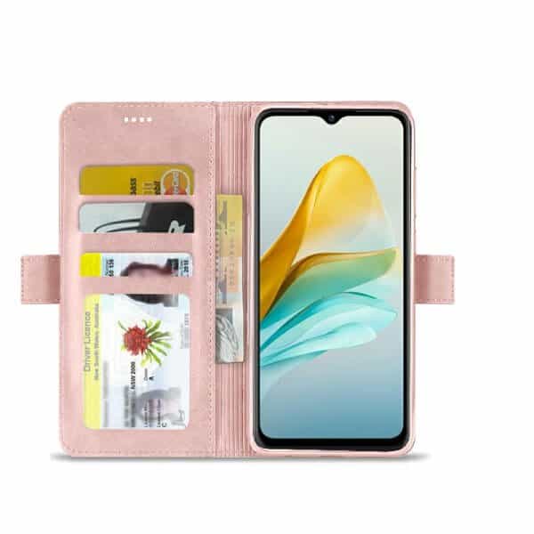 For Optus X Delight 2 SupRShield Wallet Leather Card Holder Flip Protective Shockproof Case Cover (Rose Gold)