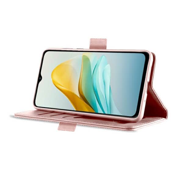 For Optus X Delight 2 SupRShield Wallet Leather Card Holder Flip Protective Shockproof Case Cover (Rose Gold)