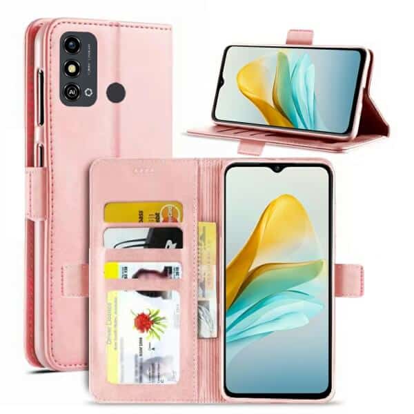 For Optus X Delight 2 SupRShield Wallet Leather Card Holder Flip Protective Shockproof Case Cover (Rose Gold)