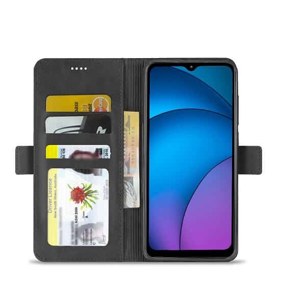 For Optus X Pro 2 Case RFID Blocking Retro Flip Premium Leather Card Holder Wallet Cover – (Black)