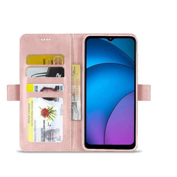 For Optus X Pro 2 Case RFID Blocking Retro Flip Premium Leather Card Holder Wallet Cover – (Rose Gold)