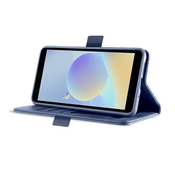 For Optus X Sight 2 Case RFID Blocking Retro Flip Premium Leather Card Holder Wallet Cover – (Cyan Blue)
