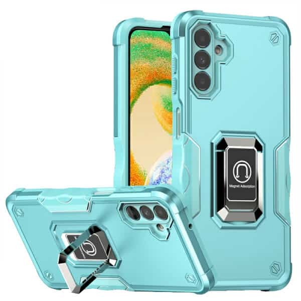 For Samsung Galaxy A04S A13 4G 5G Anti Scratch Rugged Magnetic Car Mount Ring Shockproof Heavy Duty Cover (Aqua)