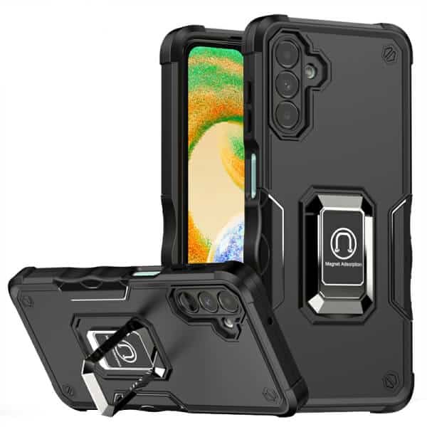 For Samsung Galaxy A04S A13 4G 5G Anti Scratch Rugged Magnetic Car Mount Ring Shockproof Heavy Duty Cover (Black)