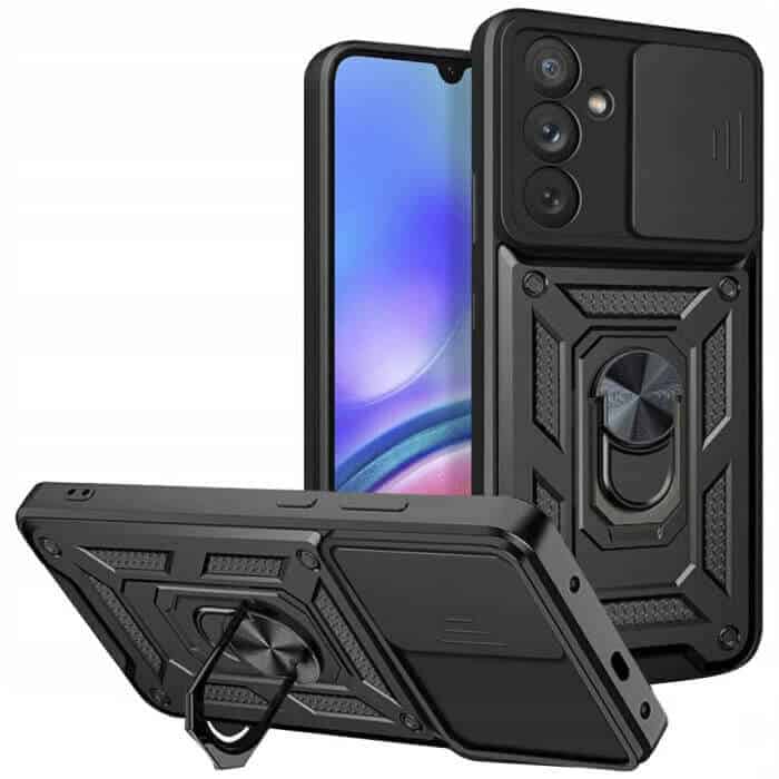 For Samsung Galaxy A05S Anti Scratch Rugged Magnetic Car Mount Ring Shockproof Heavy Duty Cover (Black)