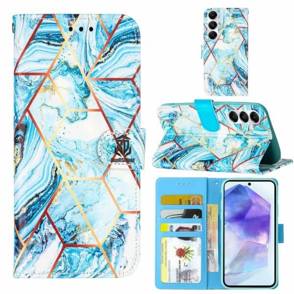 For Samsung Galaxy A05SA15A25A35A55 Case SupRShield Marble Painting Pattern Flip Wallet Leather Card Slots Shockproof Cover
