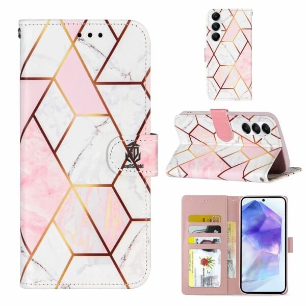 For Samsung Galaxy A05SA15A25A35A55 Case SupRShield Marble Painting Pattern Flip Wallet Leather Card Slots Shockproof Cover
