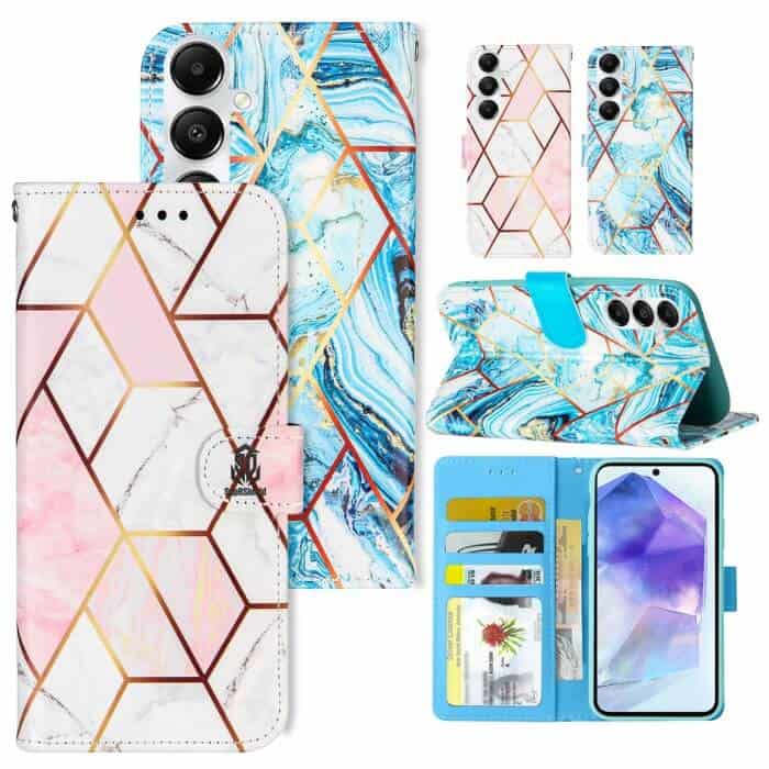 For Samsung Galaxy A05SA15A25A35A55 Case SupRShield Marble Painting Pattern Flip Wallet Leather Card Slots Shockproof Cover