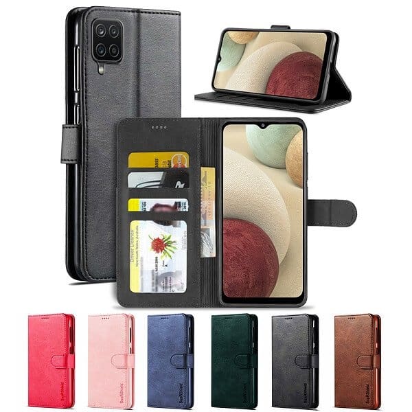 For Samsung Galaxy A12 SupRShield Wallet Leather Card Holder Flip Protective Shockproof Case Cover