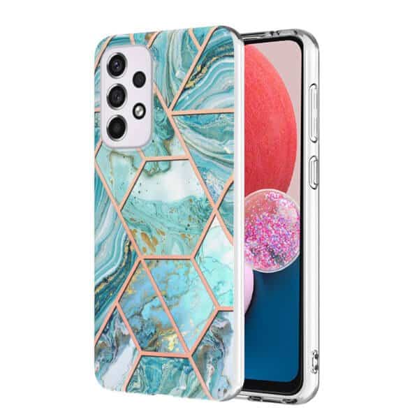 For Samsung Galaxy A13 4G 5G Case Hard back Marble Pattern Slim Design Enhanced Camera and Screen Protection Girls and Women Cover ( Ocean Green)