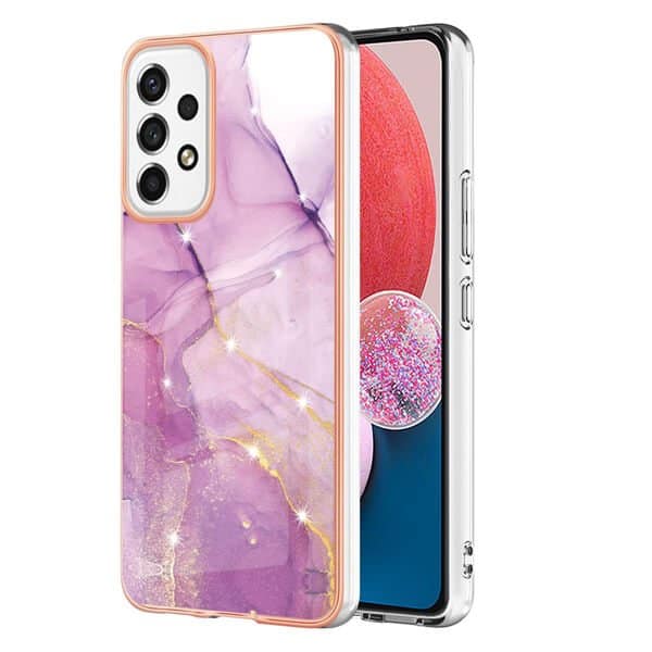 For Samsung Galaxy A13 4G Case Hard back Marble Pattern Slim Design Enhanced Camera and Screen Protection Girls and Women Cover (Purple)