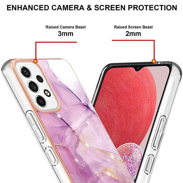 For Samsung Galaxy A13 4G Case Hard back Marble Pattern Slim Design Enhanced Camera and Screen Protection Girls and Women Cover (Purple)